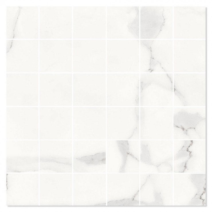 Marmor Mosaik Klinker Alvalade Vit Polerad 30x30 (5x5) cm-0